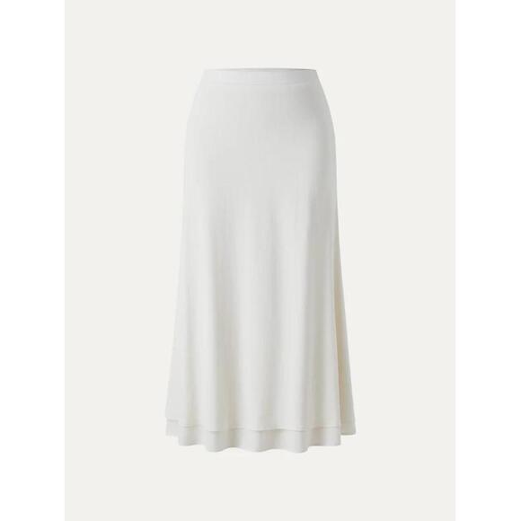OGL Skirt Womens Size Small Off-White Midi Flared Elastic Waist Summer Casual - Picture 2 of 3